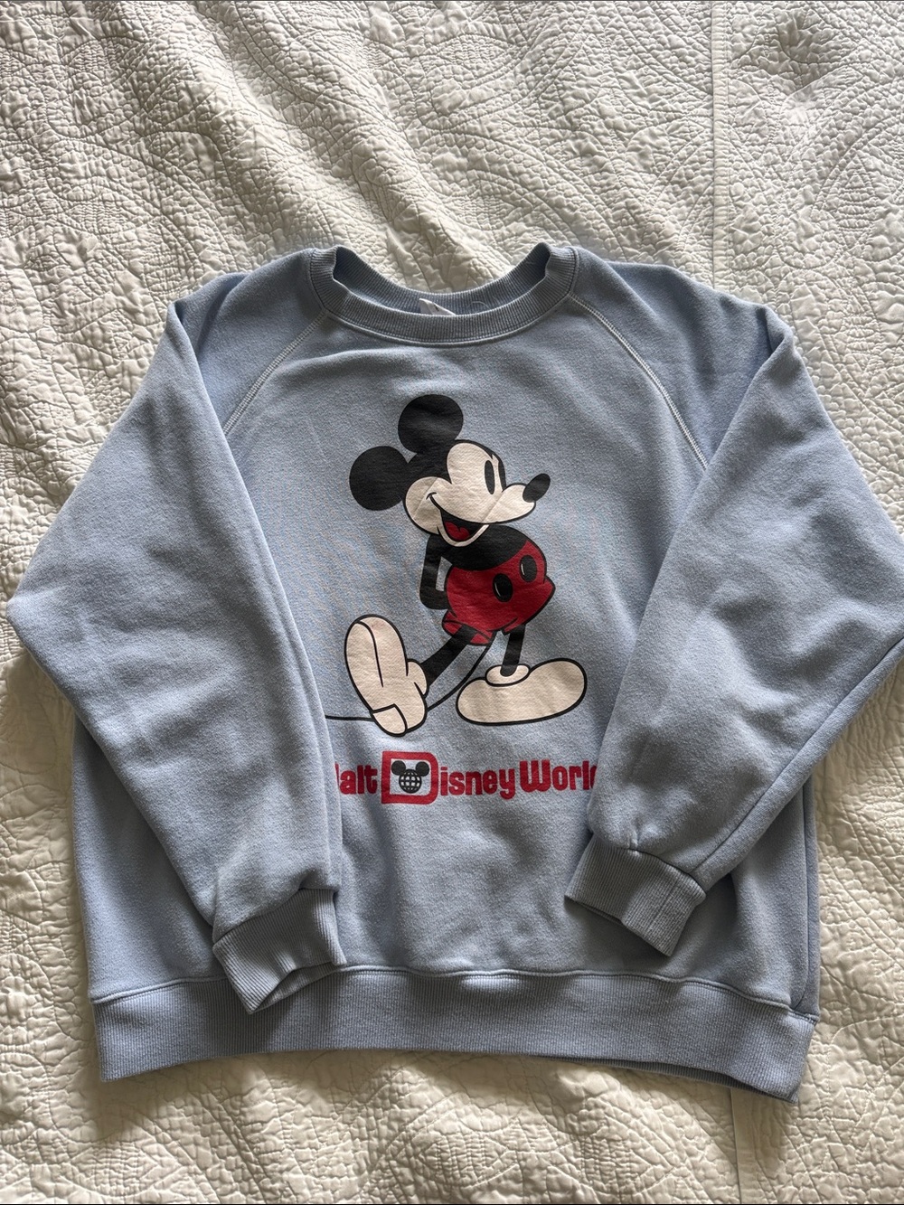 Walt Disney World Light Blue Mickey Mouse Crewneck Sweatshirt